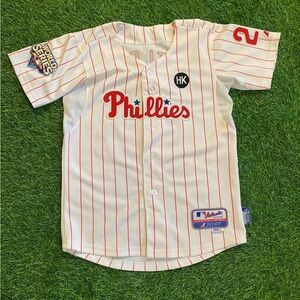 Philadelphia Phillies mlb Chase Utley baseball jersey pinstripe size youth large